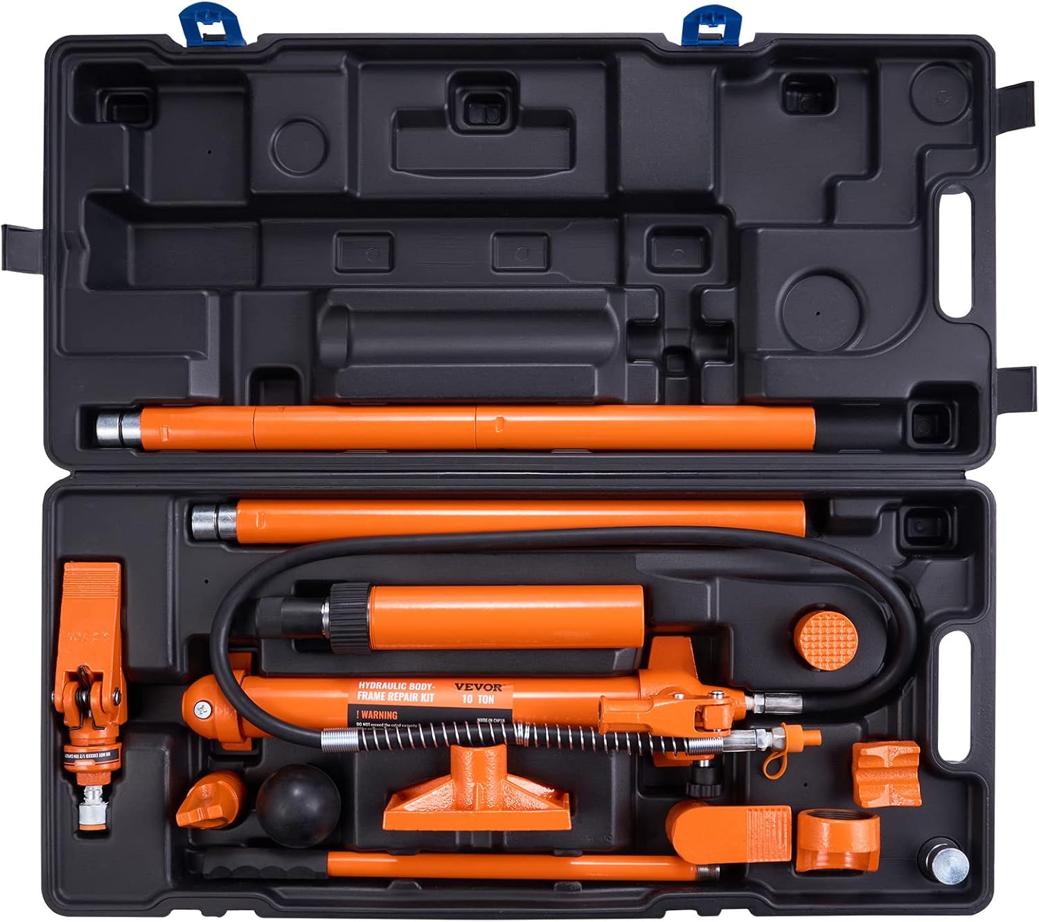 VEVOR 10 Ton Porta Power Kit, Hydraulic Ram with Pump, Car Jack with 4.6 ft/1.4 m Oil Hose, Bent Frame Repair Tool with Storage Case for Automotive, Garage, Heavy Equipment, Mechanic (22046 LBS)