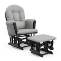 Storkcraft Premium Hoop Glider & Ottoman (Black with Light Gray) — GREENGUARD Gold Certified, Wood Craftsmanship, Convenient Storage Pockets, Smooth-Gliding Chair for Nursery, Multi-Award-Winning
