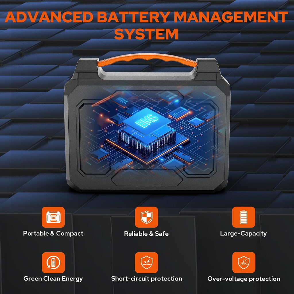 Portable Power Station with Foldable Solar Panel 60W Included, 110V 100W AC Outlet Portable Solar Power Pack Generator with Panels, Camping Power Bank for Laptop Smart Device RV Outdoor Backup