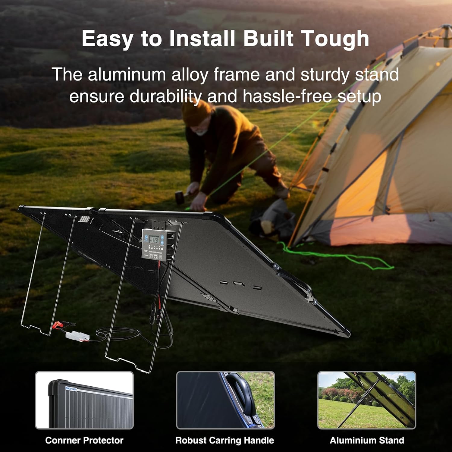 200W Portable Solar Panel Kit – Foldable 200Watt Monocrystalline Suitcase with 20A Waterproof Charge Controller, Plug-and-Play Battery Charger for RV, Camper, Trailer, Boat and Off-Grid Outdoor Power