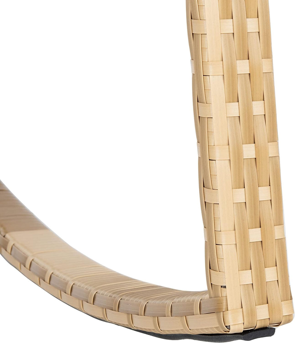 SAFAVIEH Outdoor - Daire Rocking Chair - Natural & White - Steel Frame Faux & Rattan with Cushion - Open-Frame Design - Ideal for Patio, Deck, Porch, Backyard, 14.4' Seat Height (PAT7721D)