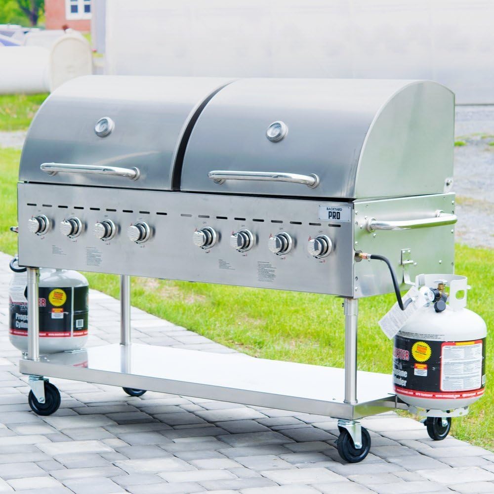 TableTop King C3H860DEL Deluxe 60' Stainless Steel Outdoor Grill with Roll Dome and Cover