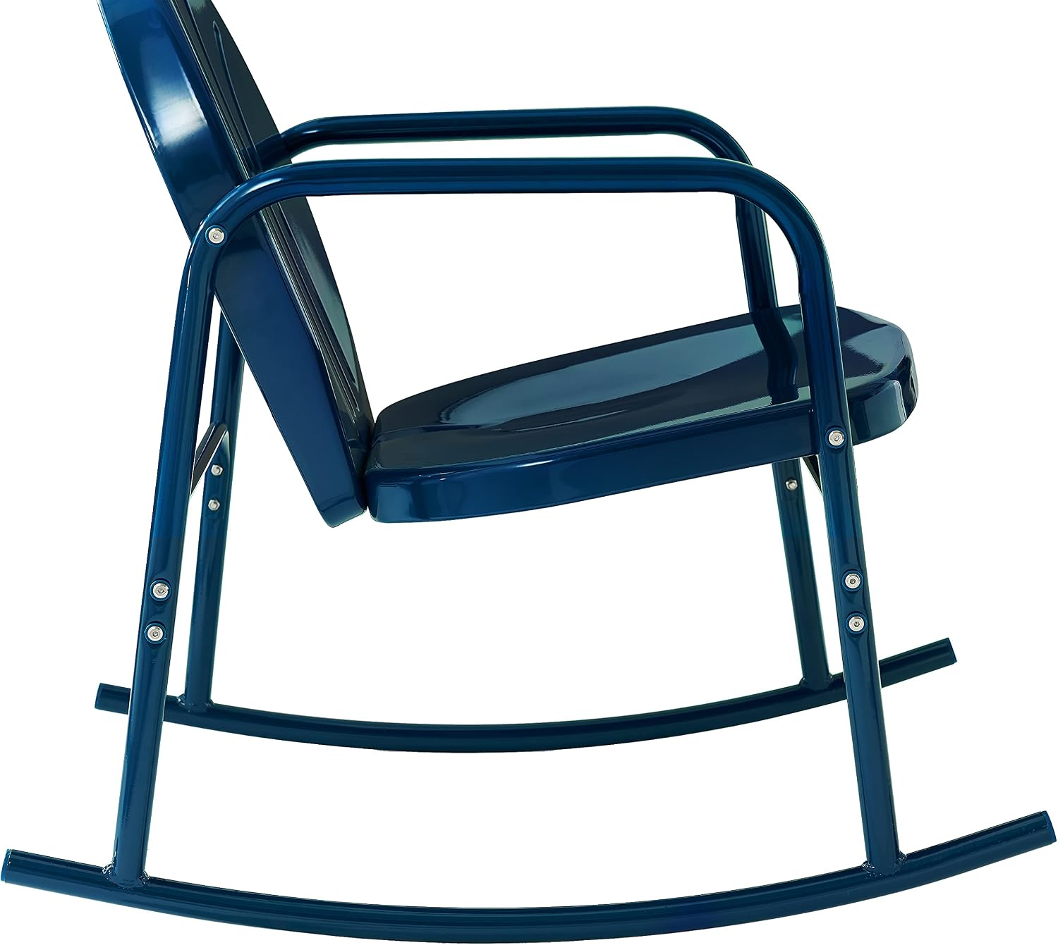 Crosley Furniture Griffith Retro Metal Outdoor Rocking Chairs, Set of 2, for Porch, Deck, Balcony, Backyard, Navy Gloss