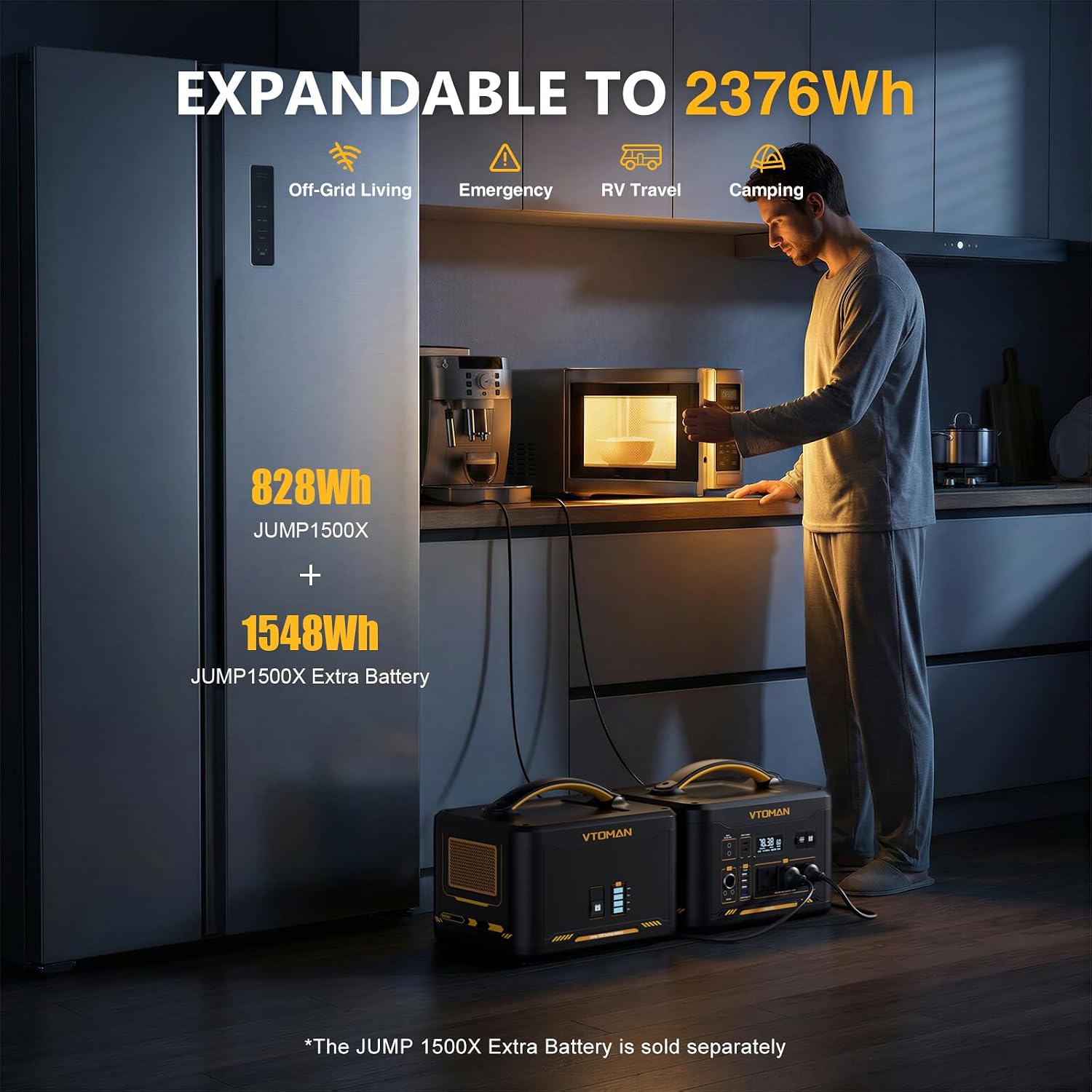 VTOMAN Jump 1500X Portable Power Station with Jump Start, 828Wh LiFePO4 Battery 1500W AC Outlets (3000W Surge) /100W USB-C Output Fast Charge, Solar Generator for for Outdoor, Camping, Outages Backup