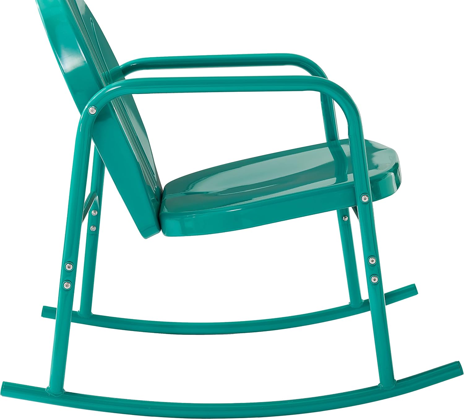 Crosley Furniture Griffith Retro Metal Outdoor Rocking Chairs, Set of 2, for Porch, Deck, Balcony, Backyard, Turquoise Gloss