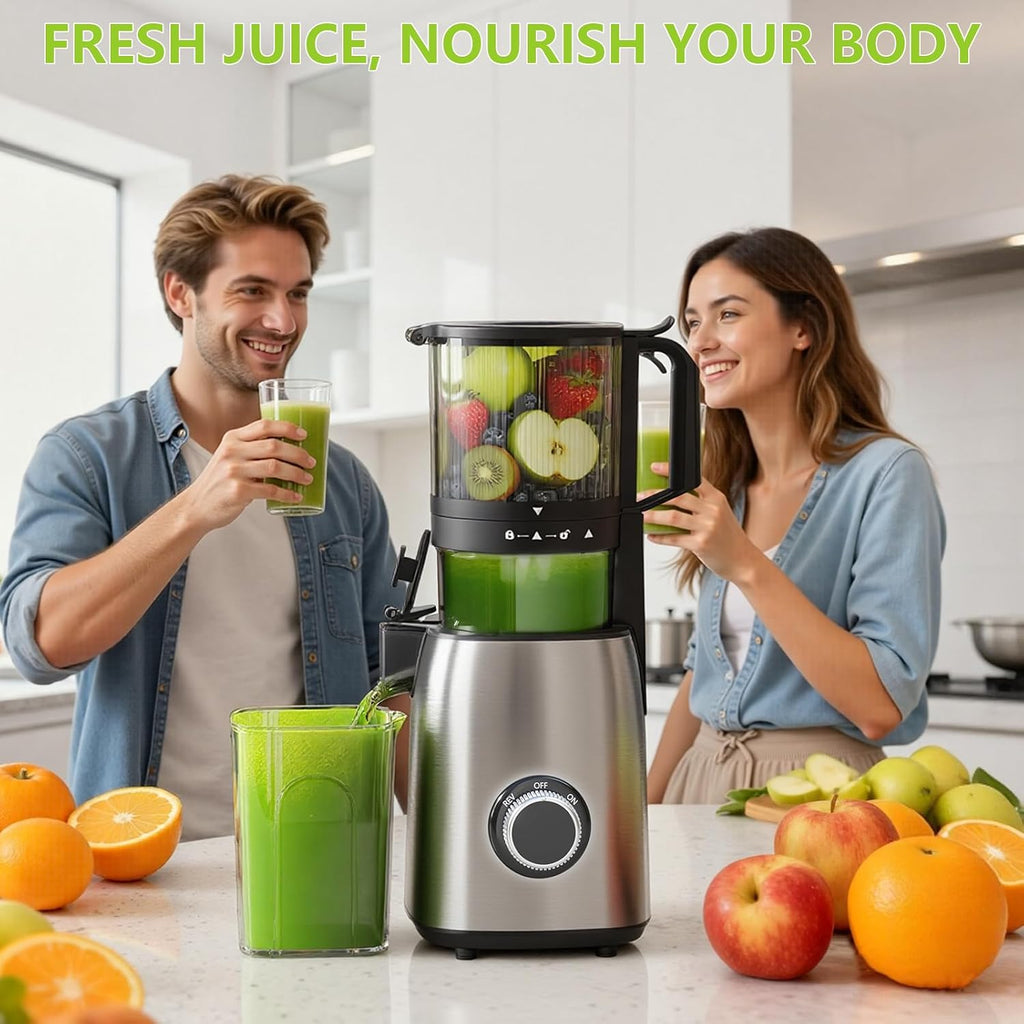 COWSAR Cold Press Juicer Machines, Orange Juicer with 5.4' Extra-Large Feed Chute, 60RPM Slow Masticating Fruit Juicer, 300W Electric Juicer for Citrus, Pomegranate & Vegetables