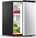 COWSAR 2.6 Cu.Ft Dorm Fridge with Freezer, Single Reversible Door Compact Refrigerator, Adjustable Thermostat, 2 Removable Shelves, Commercial Drink Fridge for Bedroom, Office, Kitchen, Dorm, Silver