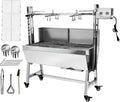 Stainless Steel Rotisserie Grill with Back Cover Guard, 25W Motor Small Pig Lamb Rotisserie Roaster, 37'' 2 in 1 BBQ Charcoal Rotisserie Grill for Camping Outdoor Kitchen