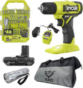 Drill Set Bundle with Ryobi 18V Cordless Drill, 1.5 Ah Lithium-ion Battery, 18-Volt Battery Charger, 40 Piece Multipurpose Drill Bits, and Buho 16 Inch Tool Bag with Outside Pockets