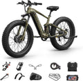 PUCKIPUPPY Dual Motor Electric Bike for Adults 1600W, Full Suspension Dual Hydraulic Disc Brake 26' Fat Tire E Bike, 48V 20AH Battery,8 Speed,28MPH 80Miles Range Mountain Electric Bicycle, GoldenR Pro