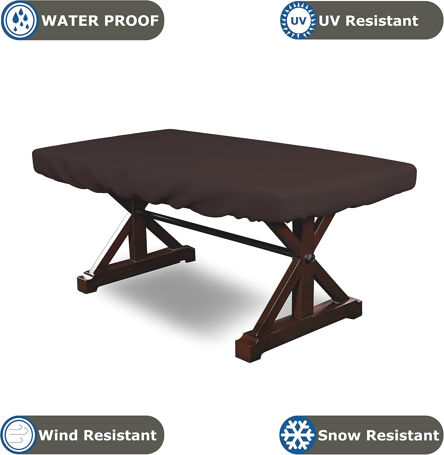 Covers & all Poker Table Cover 12 Oz Waterproof - 100% Weather Resistant Outdoor Game Table Cover with Elastic at 4 Sides (94' W x 44' D x 8' H Inches, Coffee)
