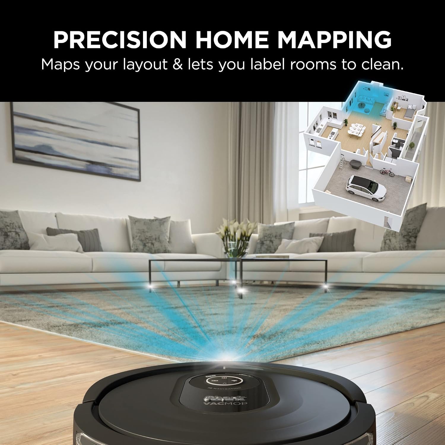 Shark RV2002WD AI Robot Vacuum & Mop with LiDAR Navigation, with Home Mapping, Perfect for Pets, WiFi, Compatible with Alexa, Black (Renewed)