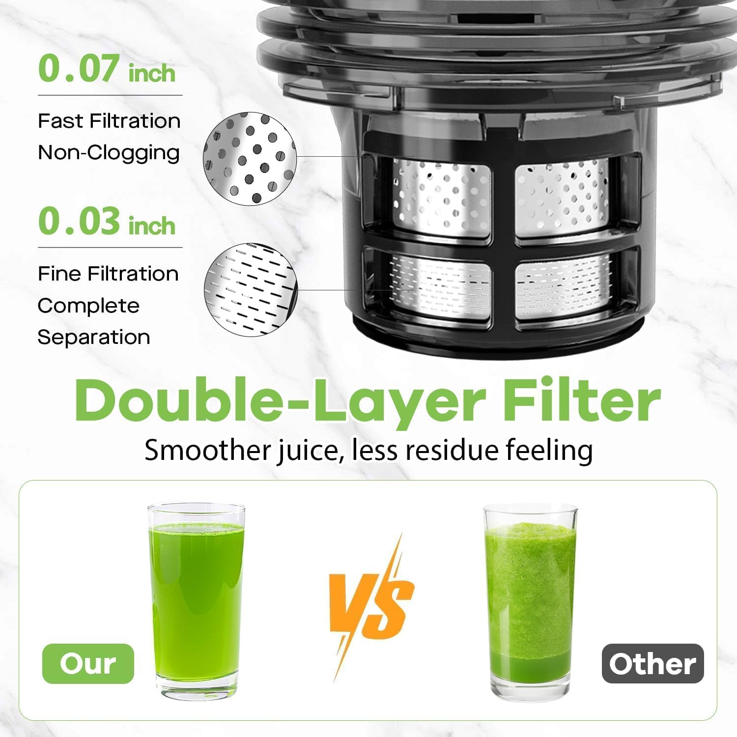 EanOruus Cold Press Juicer, 5.8' Wide Feed Chute Juice Extractor Machine with 400W, High Juice Yield, Slow Masticating Juicer for Whole Vegetables & Fruits, Black Gray