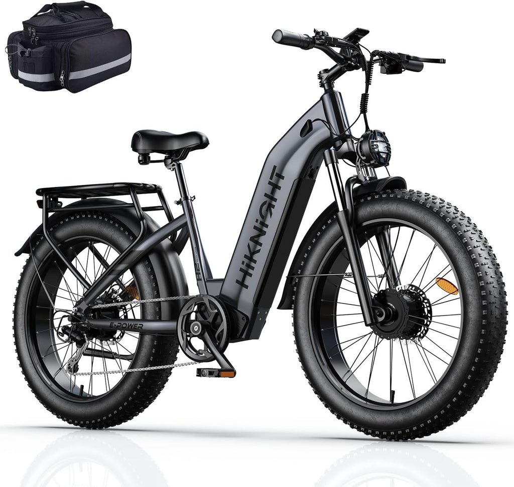 Dual Motor Electric Bike for Adults, 3000W Peak 52V 20AH Battery E Bike 26' x 4.0' Fat Tire Electric Mountain Bike Step-Thru Electric Bicycle for Women/Men, Up to 38MPH, Dual Hydraulic Brake