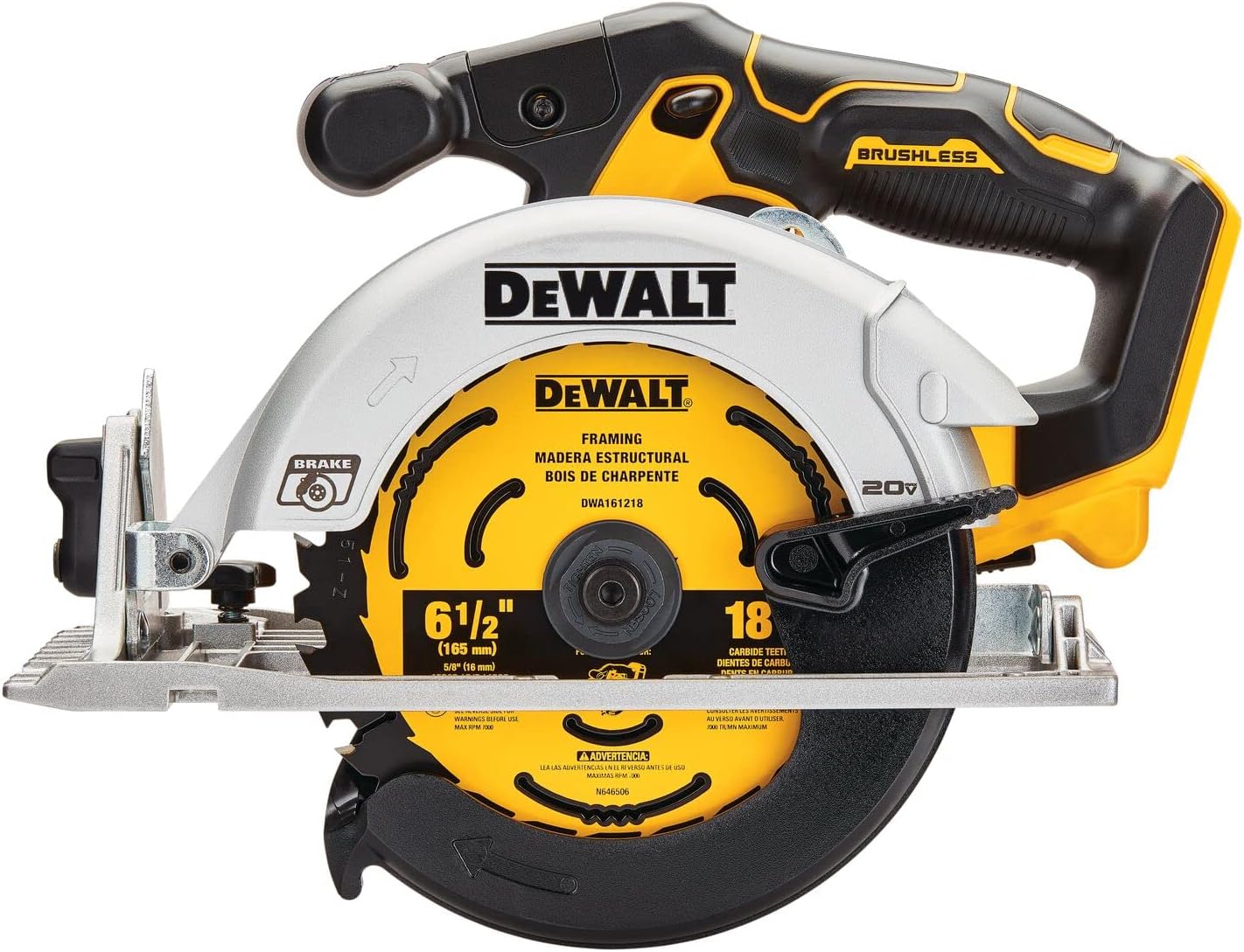 DEWALT DCS565BR 20V MAX Brushless Lithium-Ion 6-1/2 in. Cordless Circular Saw (Tool Only) (Renewed)