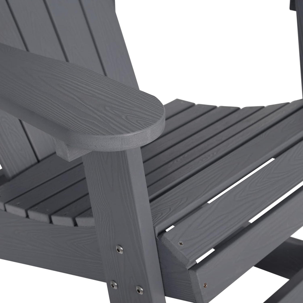 Flash Furniture Savannah All Weather Adirondack Rocking Chairs, Polyresin Wood Adirondack Chair with 350-lb. Static Weight Capacity, Set of 2, Gray