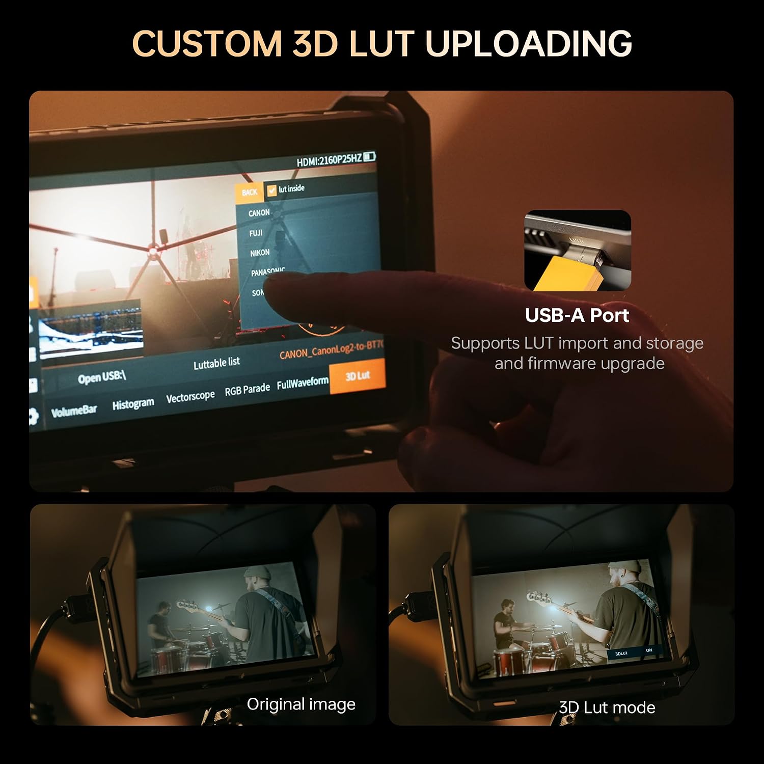 VILTROX DC-X3 6' Camera Field Monitor Kit with Rig Cage 2000nits FHD 1920x1080 IPS Touchscreen with 4K HDMI/3G-SDI Loop in/Out, 3D LUTs Video Peaking Focus Assist Waveform, Sunshade Hood, Battery
