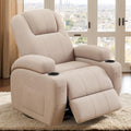 Flamaker Swivel Rocker Recliner Chair with Vibration Massage, 360° Swivel Recliner Chairs for Adults Ergonomic Lounge Chair with Cup Holders Lazy Boy Recliner Single Sofa Seat (Fabric, Khaki)