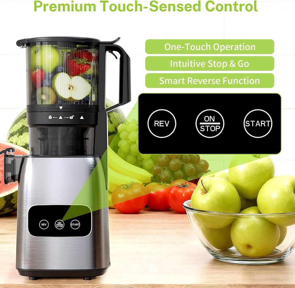 Kndko Juicer Machines with 5.4' Large Feed Chute, Cold Press Juicer for Whole Vegetables and Fruits, Stainless Steel Slow Masticating Juicer Easy to Clean, Self Feeding, High Juice Yield