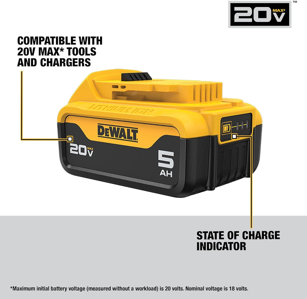 DEWALT 20V MAX 5 Ah Lithium Ion Battery 2-Pack (DCB205-2)