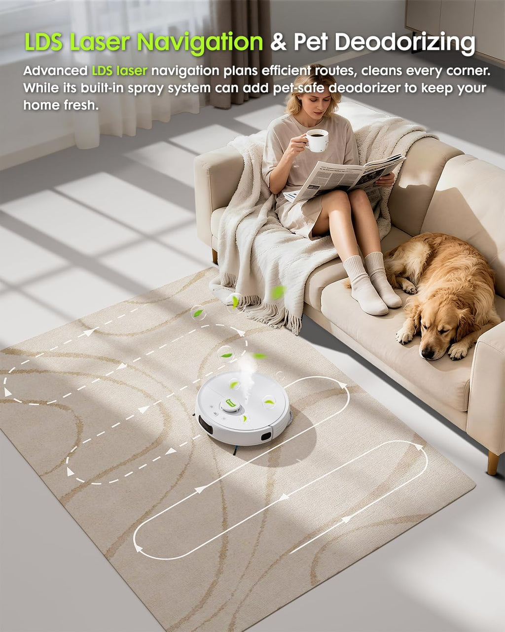 V5 PRO Robot Vacuum and Mop Combo, 10000Pa Suction, Self-Emptying Station, LDS Laser Navigation, Tangle-Free Brush for Pet Hair, Deodorizing Spray, Liftable Mop