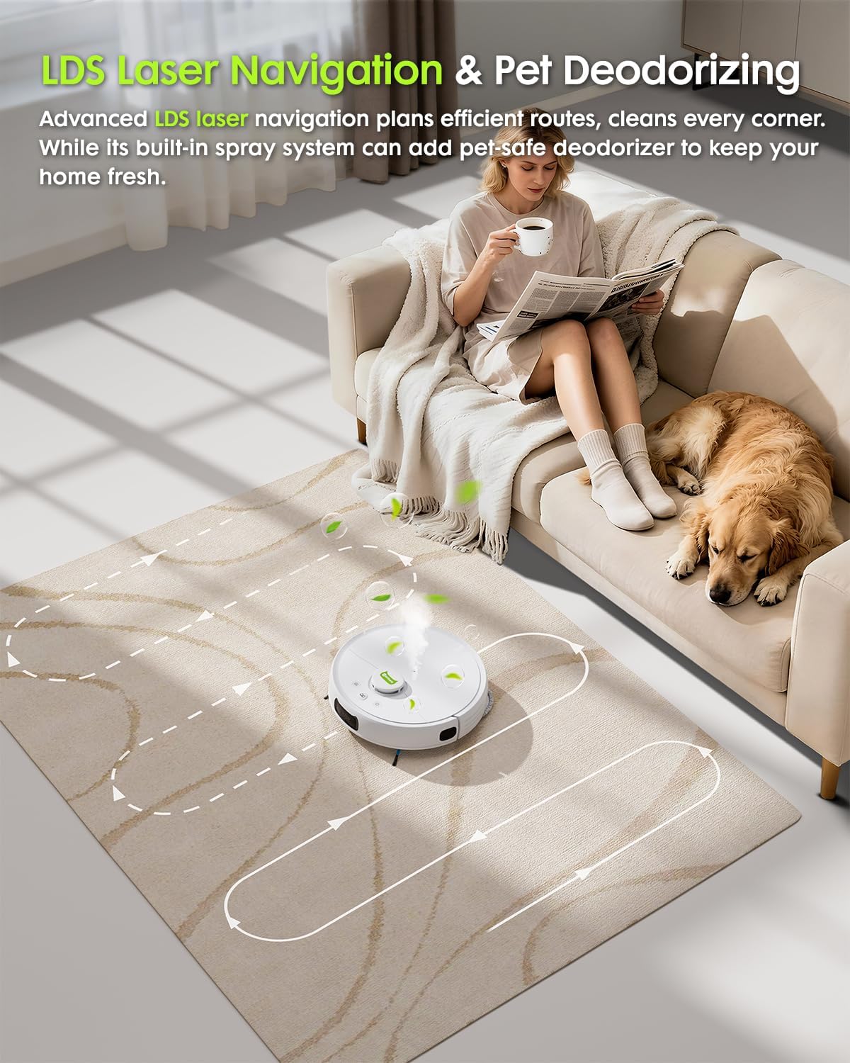 V5 PRO Robot Vacuum and Mop Combo, 10000Pa Suction, Self-Emptying Station, LDS Laser Navigation, Tangle-Free Brush for Pet Hair, Deodorizing Spray, Liftable Mop