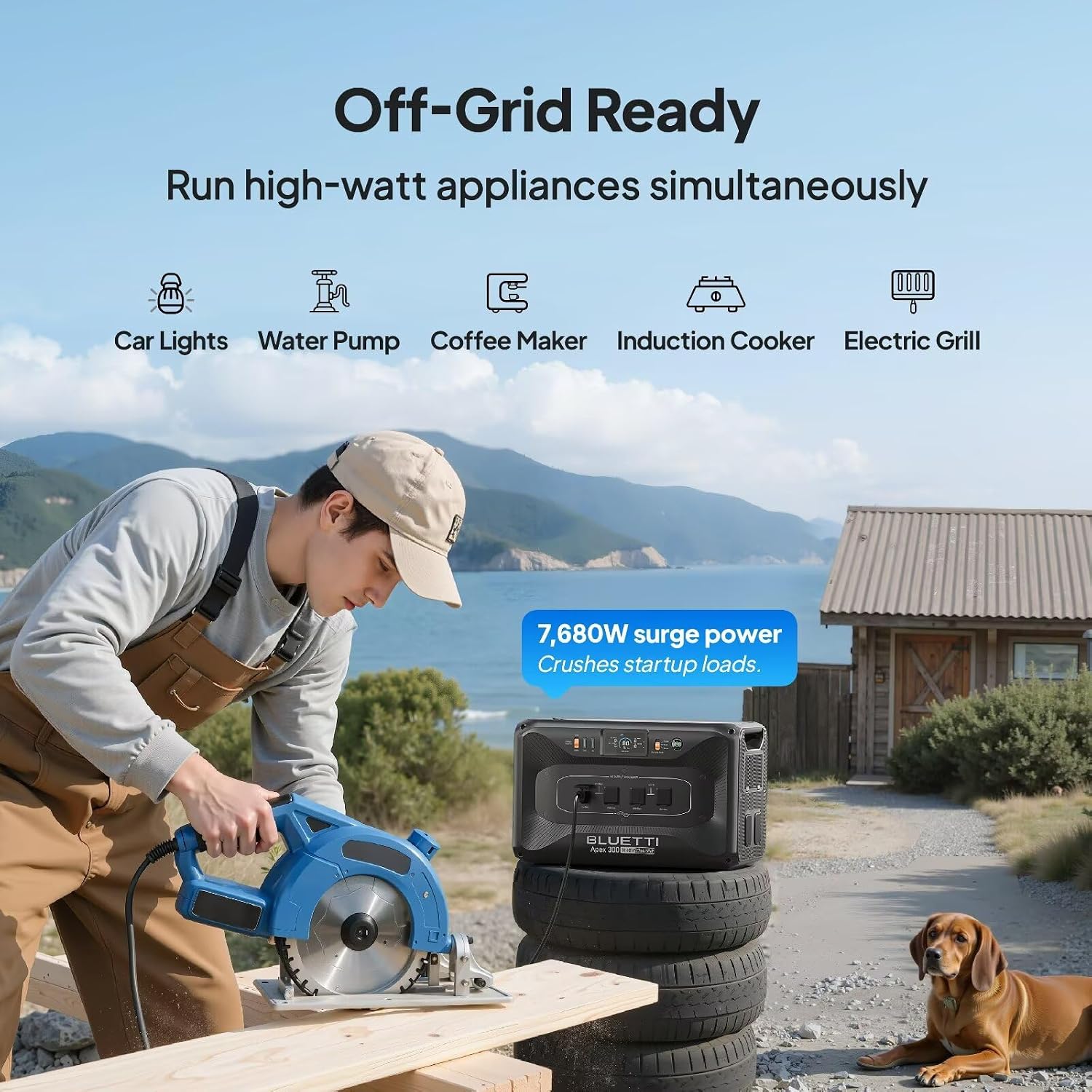 BLUETTI Apex 300 Solar Generator with 4 200W Solar Panels, 2764.8Wh LFP Battery Backup with 6 3840W AC Outlets (7680W Surge), 120V/240V Dual Voltage, Ideal for Camping and Off-Grid Living