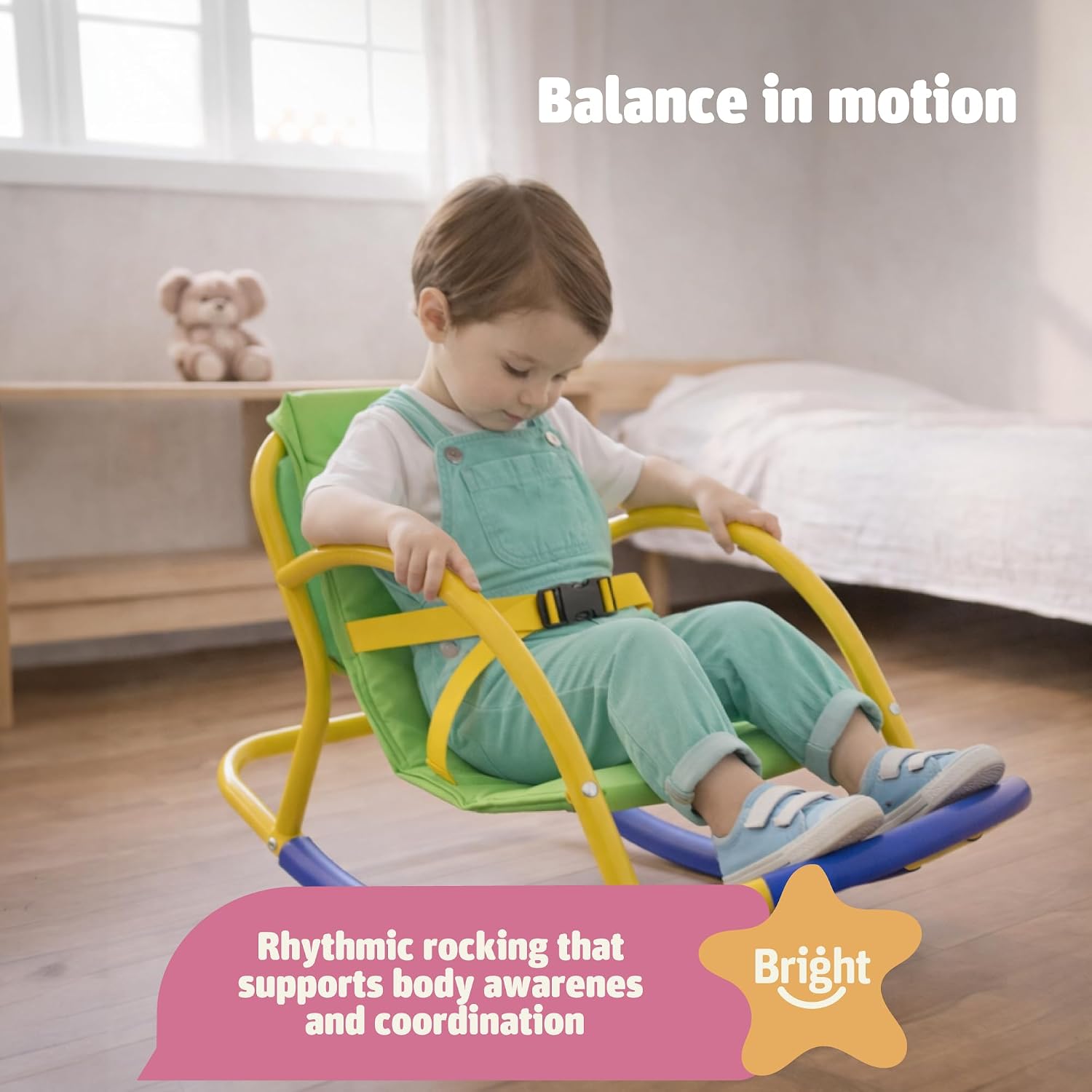 Bright Autism Rocking Chair for Kids (3-8 Years) - Sensory Rocker for ADHD and Special Needs. Great Therapy Tool for Calming Senses. for Sensory Room, Daycare and Playground. Indoor and Outdoor Play