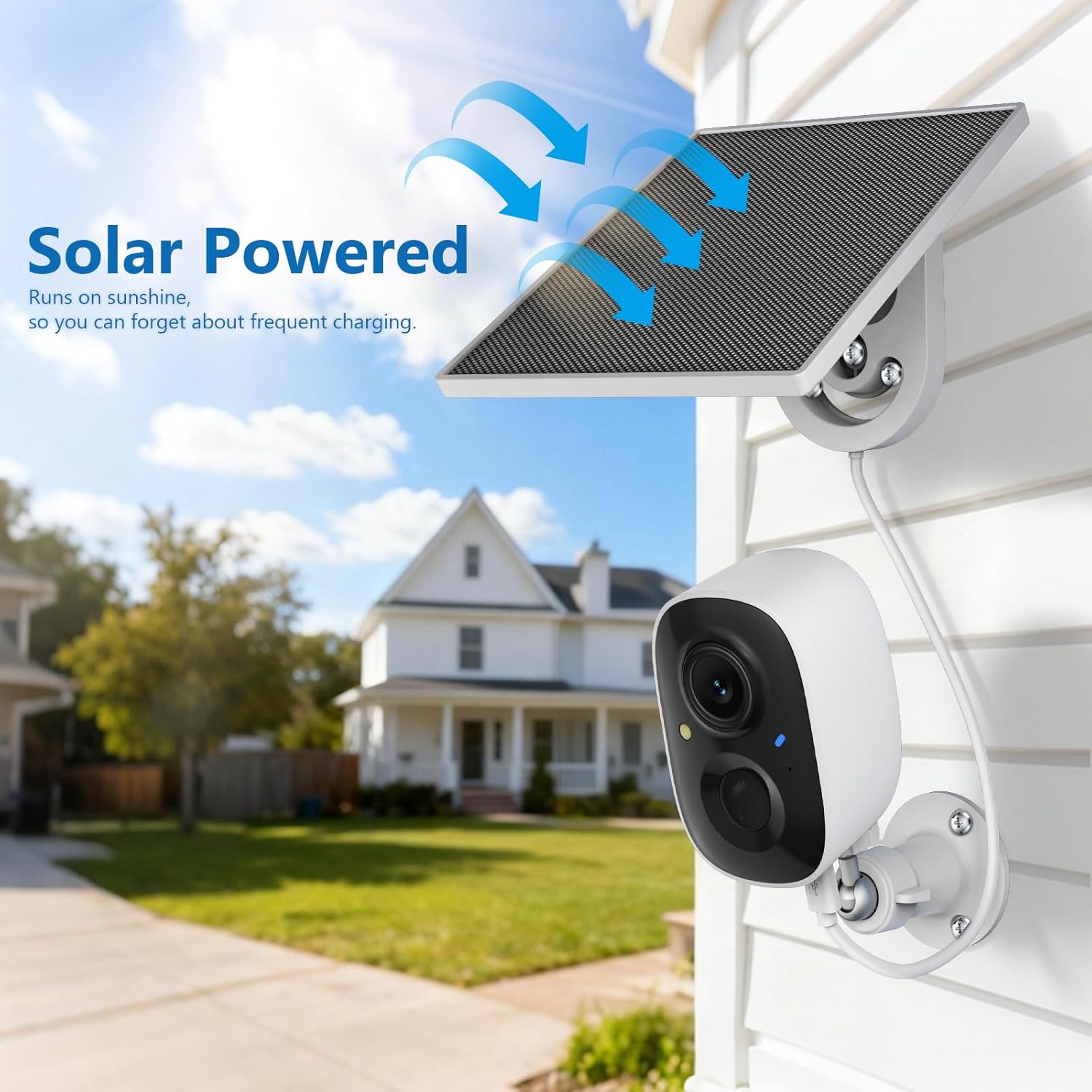 2K FHD Security Camera Wireless Outdoor Cameras for Home Security,AI Human Detection,Instant Alert,Color Night Vision,SD/Cloud Storage,Solar/Battery Powered,2.4G WIFI Only,Spotlight,Siren Alarm,4 Pack