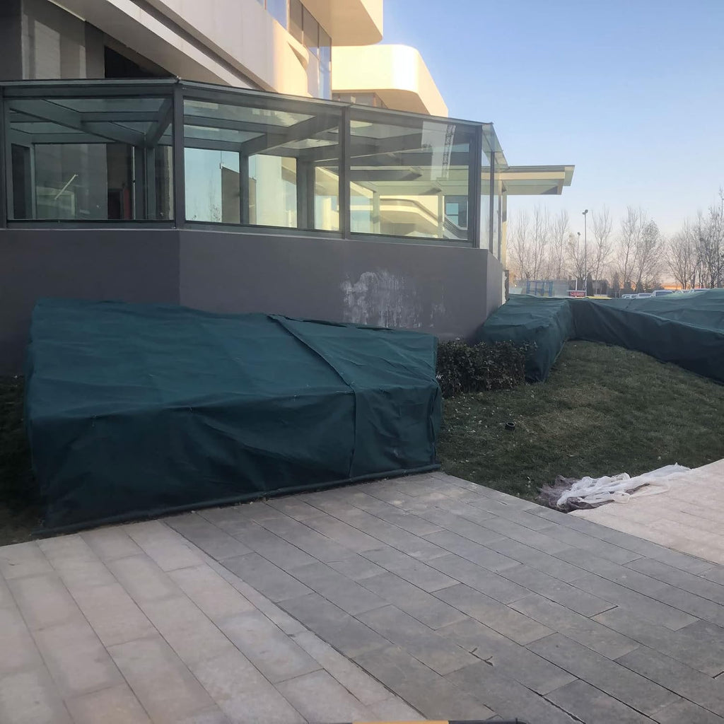 Large Garden Furniture Covers Waterproof 118x31x39in Patio Furniture Cover Rectangle 420D Oxford Fabric Anti-UV Square Heavy Duty Dust Proof Garden Table Cover for Outdoor Table Chairs and Sofa