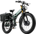DAMSON Electric Bike for Adults Dual Motor AWD 5000W/3000W/1500W Peak 40MPH/30MPH Dirt Ebike, 52V/48V Max-Output Up to 65/80/120/160 Miles Long Range, 26' Full Suspension Fat Tire Mountains Bicycle