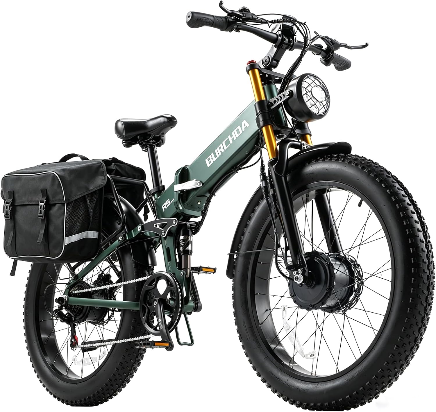 DAMSON Electric Bike for Adults Dual Motor AWD 5000W/3000W/1500W Peak 40MPH/30MPH Dirt Ebike, 52V/48V Max-Output Up to 65/80/120/160 Miles Long Range, 26' Full Suspension Fat Tire Mountains Bicycle