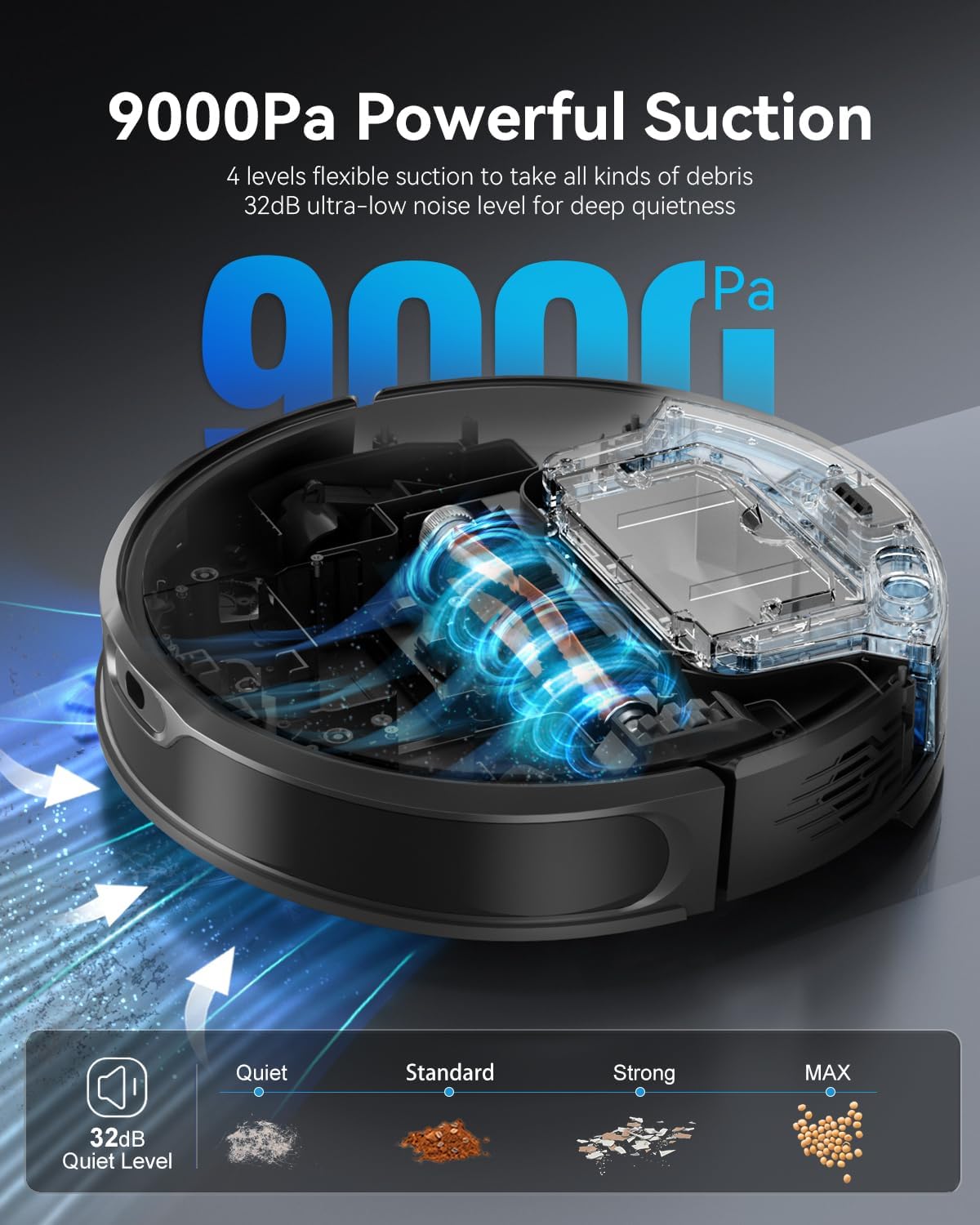 Robot Vacuum and Mop Combo, LiDAR Navigation with Ultra Slim Design, Smart Mapping Robotic Vacuum Cleaner, 9000Pa Suction, Customizable Cleaning for Pet Hair, Carpets, and Hard Floors