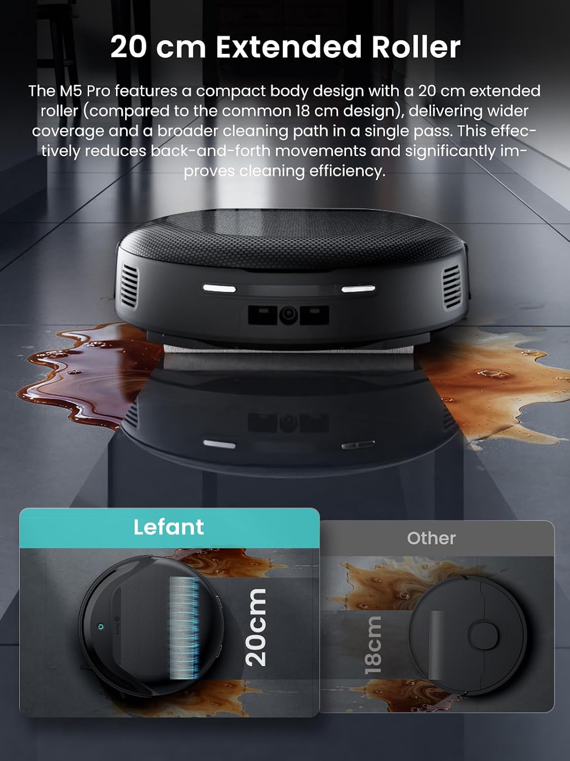 Lefant LiDAR Robot Vacuum and Mop, 18000Pa Suction, PSD 2.0 Obstacle Avoidance, All-in-One Robot Vacuum 120 Day Self-Emptying, Self Cleaning Roller Mop, Auto Drying, Supports 2.4G/5G WiFi, M5 Pro