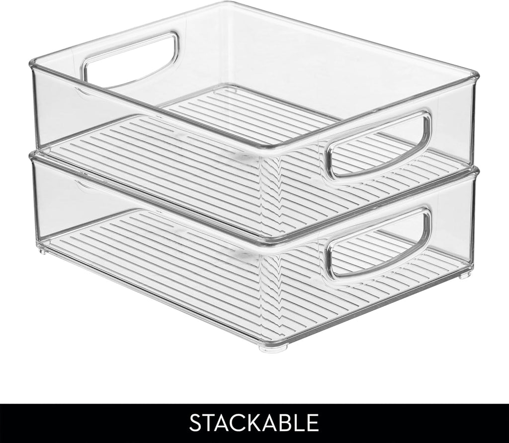 iDesign Stackable Plastic Handle Bin Assortment Set - Storage Organizers for Kitchen, Fridge, Pantry, Home -18 Pack, Clear