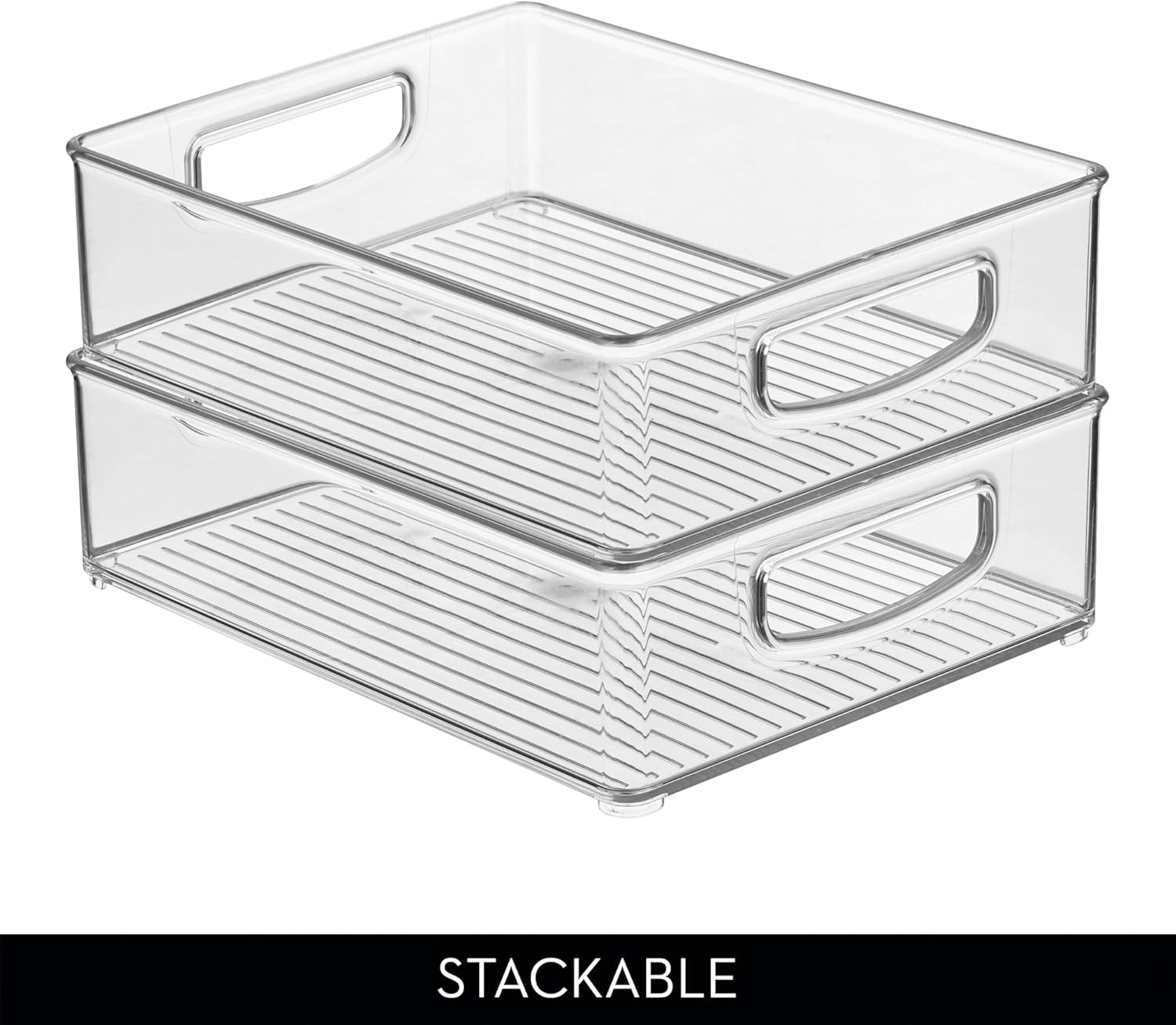 iDesign Stackable Plastic Handle Bin Assortment Set - Storage Organizers for Kitchen, Fridge, Pantry, Home -18 Pack, Clear