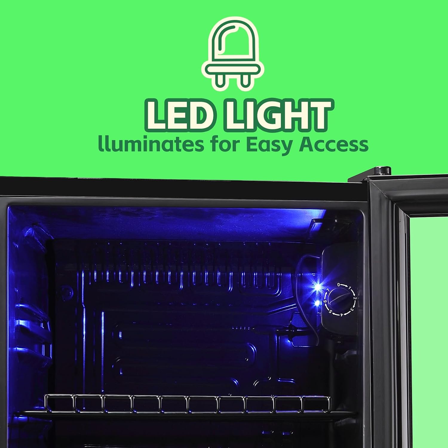 WANAI Beverage Refrigerator Cooler 3.5 Cu.Ft, 120 Can Mini Small Fridge with Glass Door LED Light and Adjustable Shelves for Soda Beer or Wine, Perfect for Home Bar Office, Black