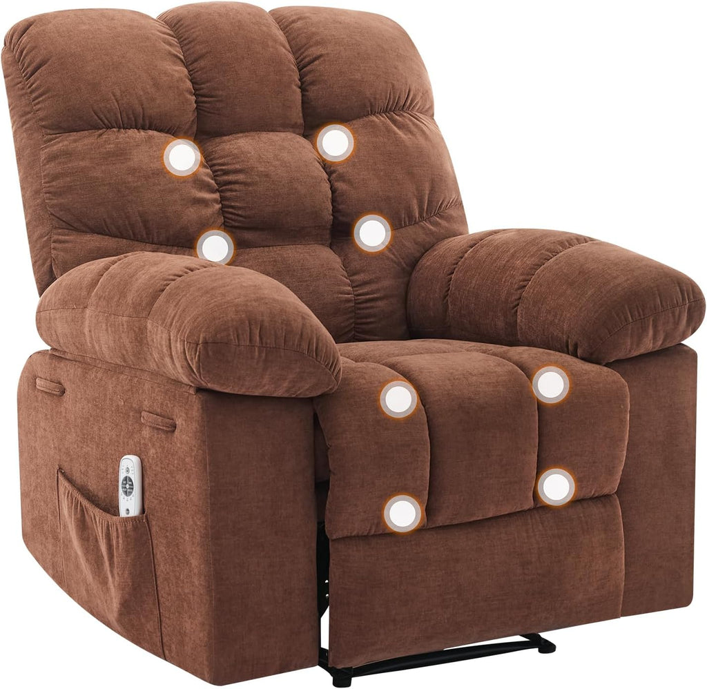 Garvee 21.4in Wide Recliner Chair,Massage & Heat Recliner Chair for Adults,Home Theater Seating with Lumbar Support,Ergonomic Breathable Fabric Nursery Rocking Chairs for Living Room