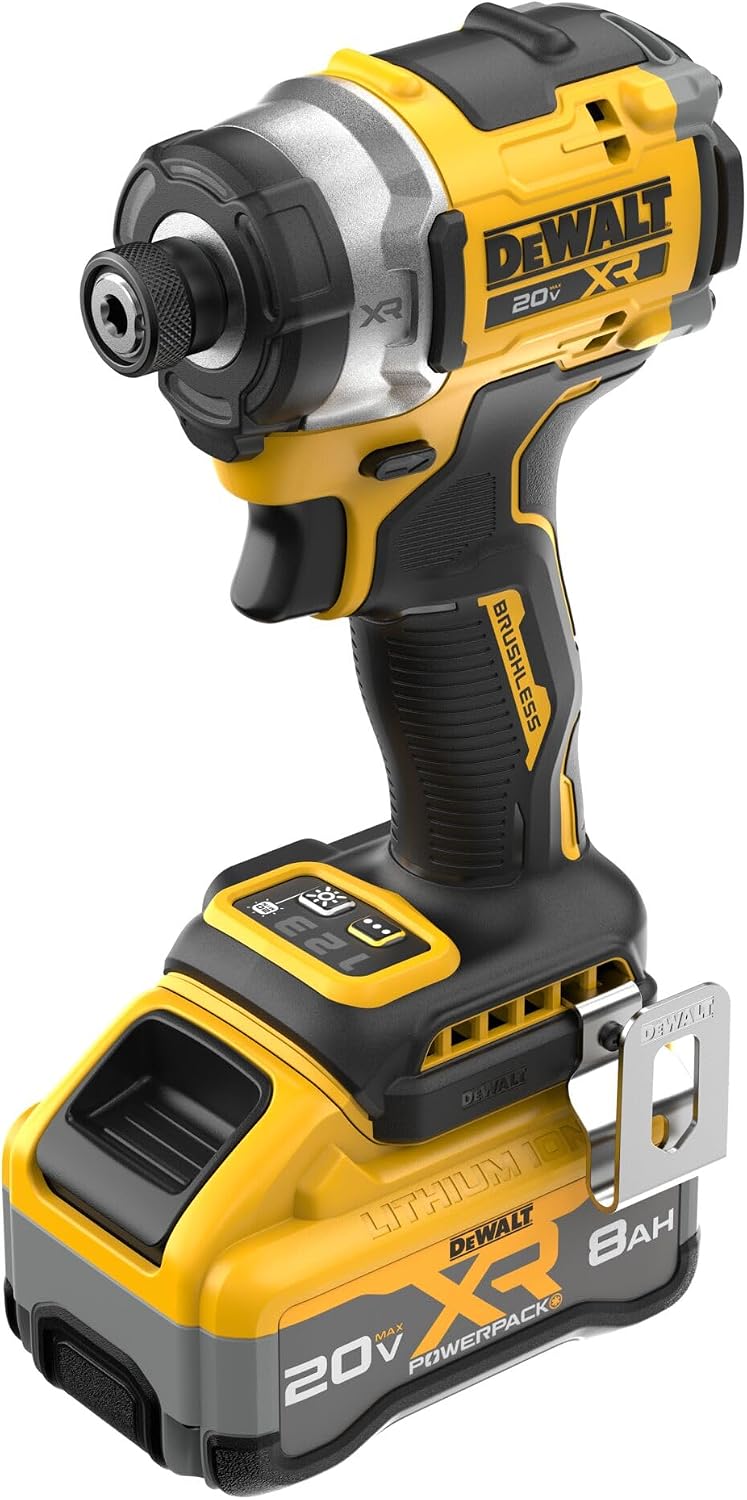 DEWALT 20V MAX XR 1/4 Inch Cordless Impact Driver Kit with 8AH Battery and Charger (DCF860WW1)