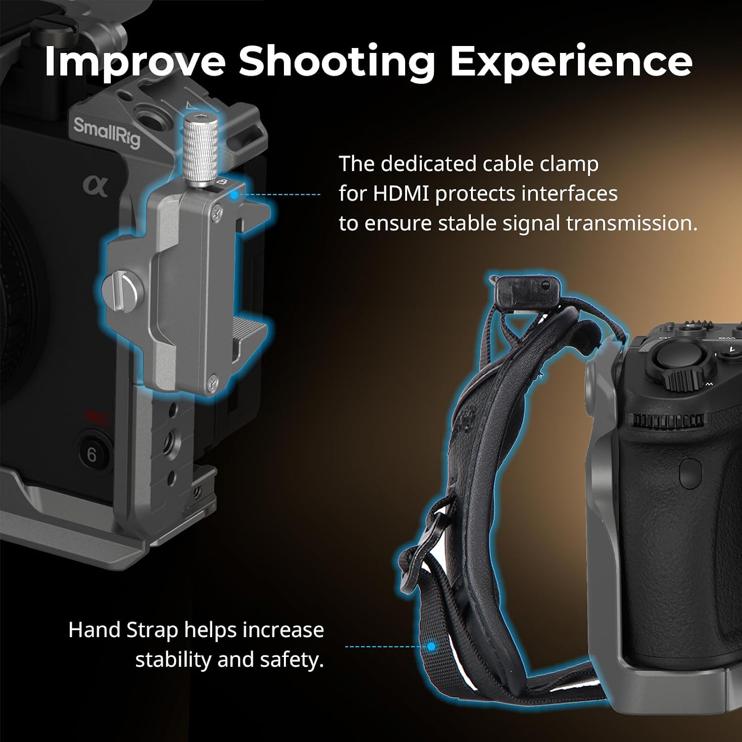 SmallRig FX3 / FX30 HawkLock Quick Release Camera Cage Kit for Sony with XLR Handle Extension, Wrist Strap and Cable Clamp for HDMI, QR Cold Shoe, NATO Rail/QR Plate for Arca,Titanium Gray