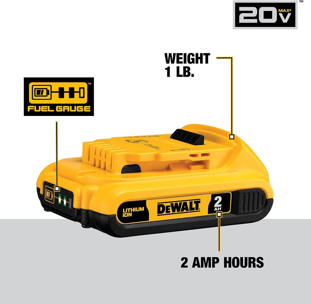 DEWALT 20V MAX Lithium Ion Battery, 2 Ah and 4 Ah, 4-Pack, Fuel Gauge LED Charge Indicators (DCB324-4)