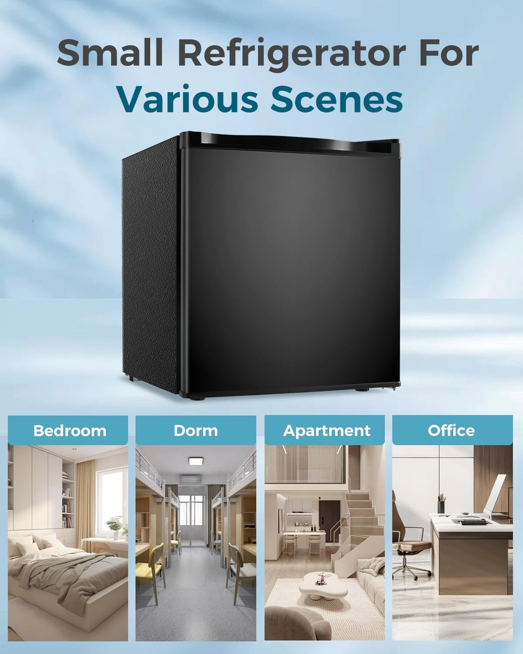 Feelfunn Small Fridge with Freezer - 1.7 Cu.Ft Single Door Mini Fridge with Adjustable Thermostat, Energy Saving, Low Noise, Small Refrigerator for Bedroom, Office, Dorm, Apartment, Classroom - Black