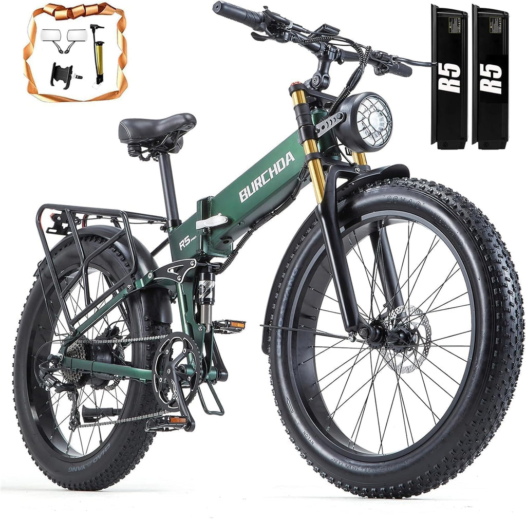DAMSON Electric Bike for Adults Dual Motor AWD 5000W/3000W/1500W Peak 40MPH/30MPH Dirt Ebike, 52V/48V Max-Output Up to 65/80/120/160 Miles Long Range, 26' Full Suspension Fat Tire Mountains Bicycle