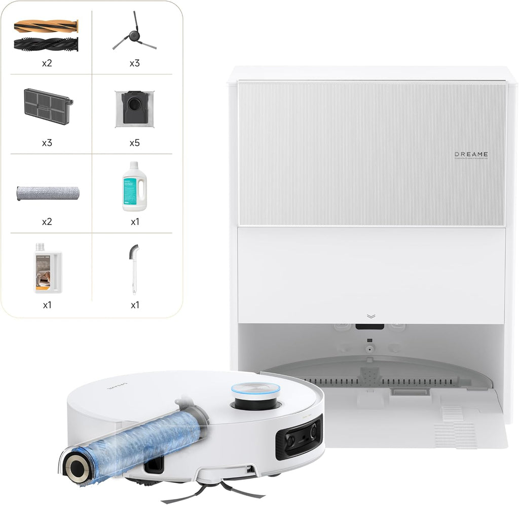 DREAME Aqua10 Ultra Roller Complete Robot Vacuum and Mop & 30,000Pa Suction, Self-Cleaning Dock & Extending Roller Mop, Heat-Washes & Dries, Carpet Protection, AI Camera & LiDAR Avoidance Tech