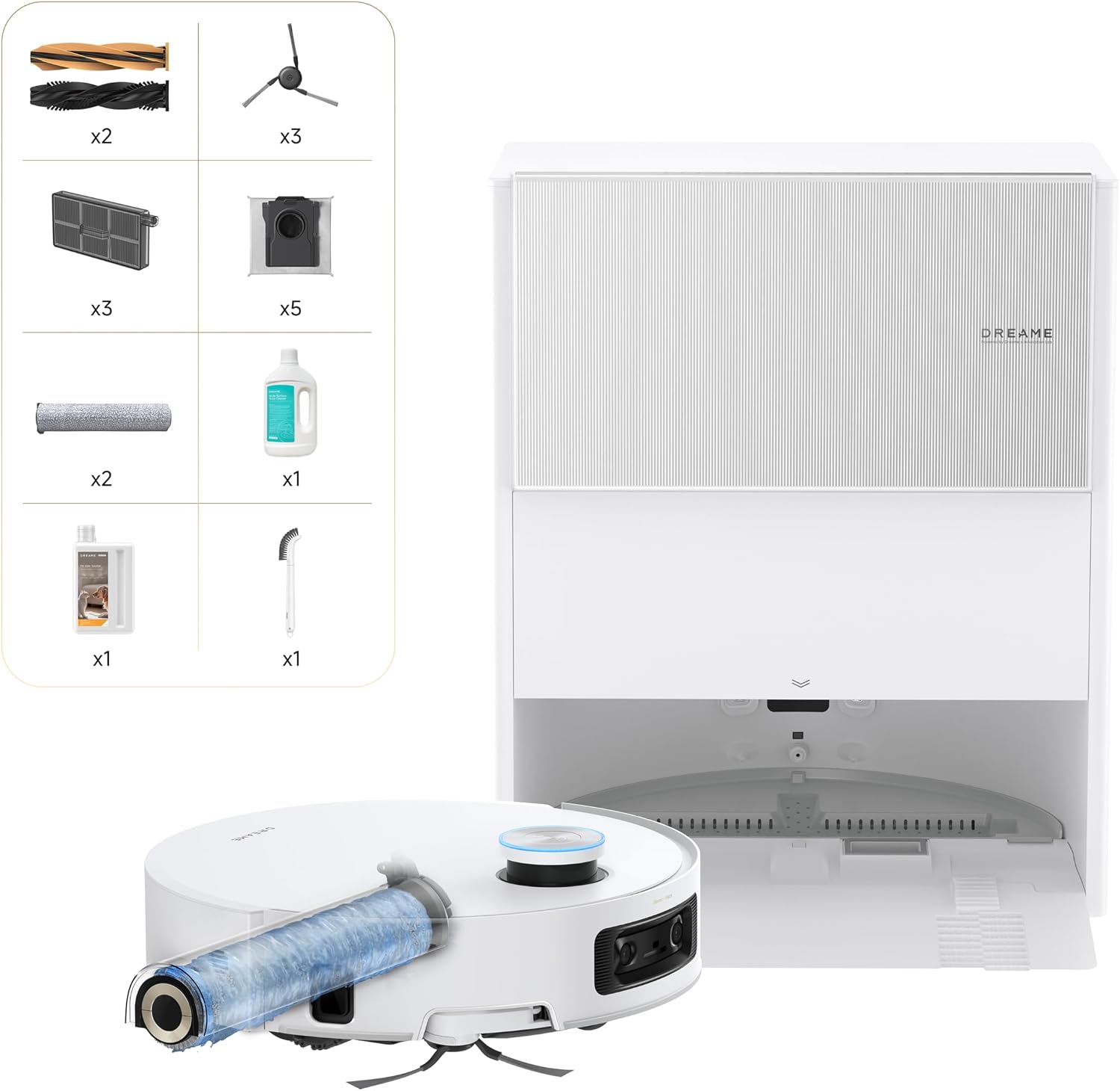 DREAME Aqua10 Ultra Roller Complete Robot Vacuum and Mop & 30,000Pa Suction, Self-Cleaning Dock & Extending Roller Mop, Heat-Washes & Dries, Carpet Protection, AI Camera & LiDAR Avoidance Tech