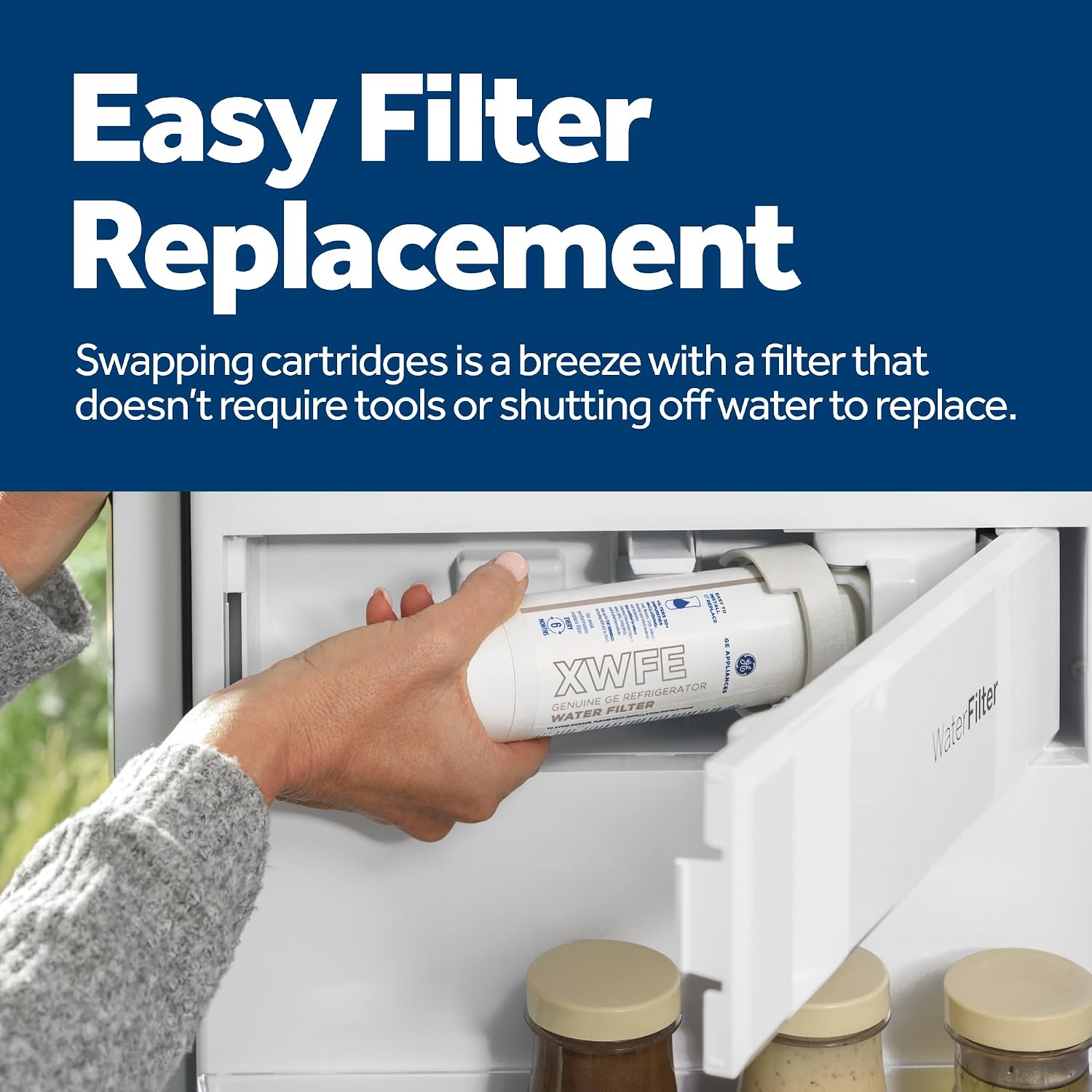 GE XWFE Refrigerator Water Filter | Reduces Lead & 50+ Impurities | Replace Every 6 Months | Pack of 4