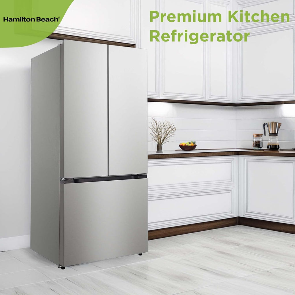 Hamilton Beach HBF1770 French Door Counter Depth Refrigerator with Freezer Drawer, 17.7 cu ft, Stainless Steel (Full Size)