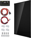 Topsolar Solar Panel Kit 170 Watt 12 Volt Monocrystalline Off Grid System for Homes RV Boat + 30A 12V/24V Solar Charge Controller + Solar Cables + Z-Brackets for Mounting