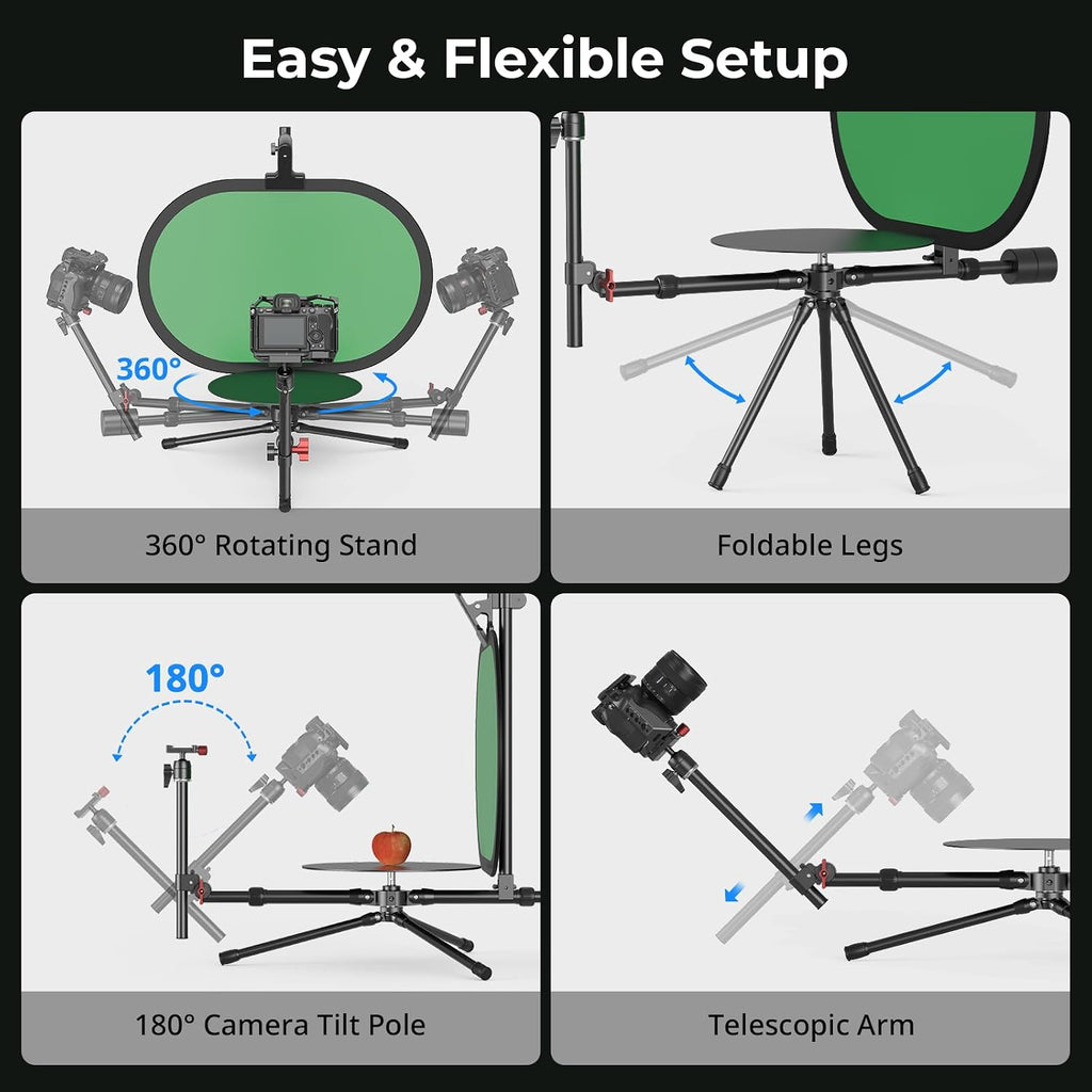 SmallRig Professional 12' 360° Photography Turntable, Adjustable Shooting Angle, Camera Spinner Portable Video Rotating Platform, Photo Booth for Product Photography/Video Making - 4807