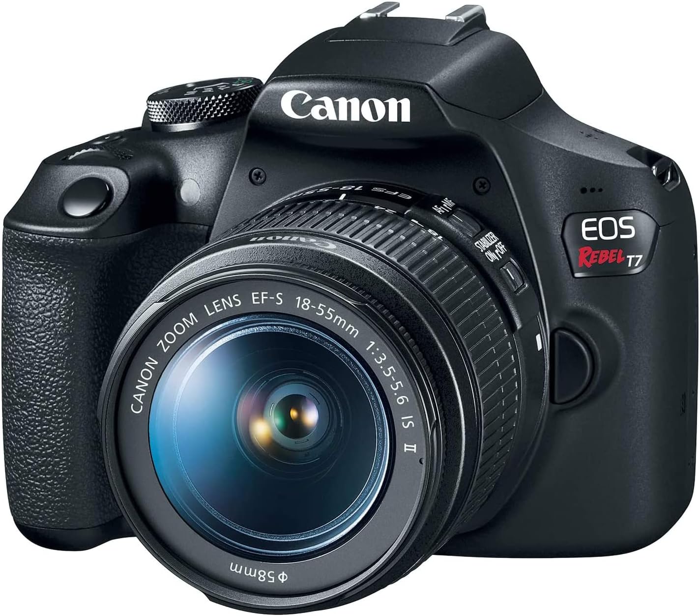 Canon EOS Rebel T7 DSLR Camera w/EF-S 18-55mm F/3.5-5.6 Zoom Lens + 32GB Memory + Case + Tripod + Filters + Accessory Bundle (Renewed)